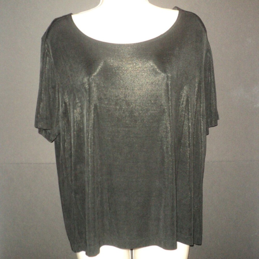 Citiknits Women's Top Black Size M Short Sleeves Stretchy Travel Knit